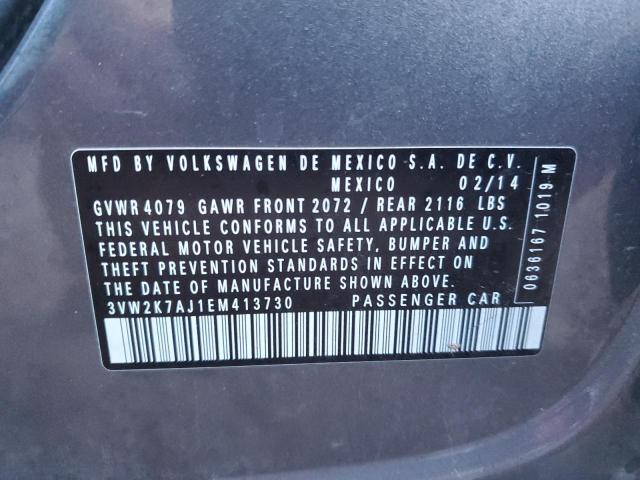 3VW2K7AJ1EM413730 - 2014 VOLKSWAGEN JETTA BASE Մոխրագույն լուսանկար 12