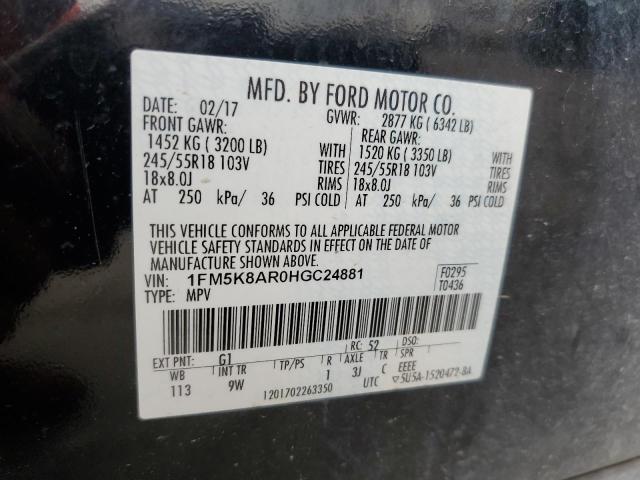 1FM5K8AR0HGC24881 - 2017 FORD EXPLORER POLICE INTERCEPTOR BLACK photo 13