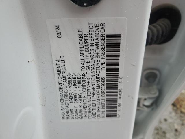 19XFL1H80RE020495 - 2024 HONDA CIVIC SPORT TOURING WHITE photo 12