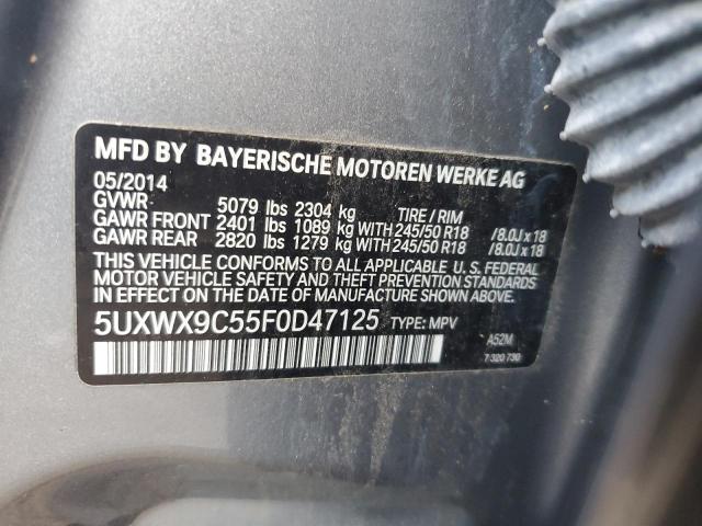 5UXWX9C55F0D47125 - 2015 BMW X3 XDRIVE28I GRAY photo 13