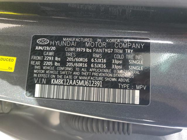 KM8K12AA5MU612391 - 2021 HYUNDAI KONA SE GRAY photo 12