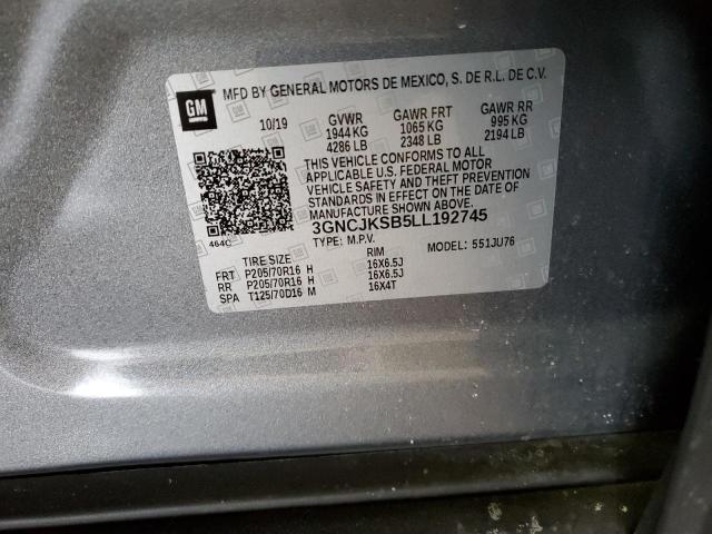 3GNCJKSB5LL192745 - 2020 CHEVROLET TRAX LS GRAY photo 13