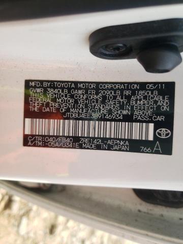 JTDBU4EE3B9146934 - 2011 TOYOTA COROLLA BASE 白色 照片 12