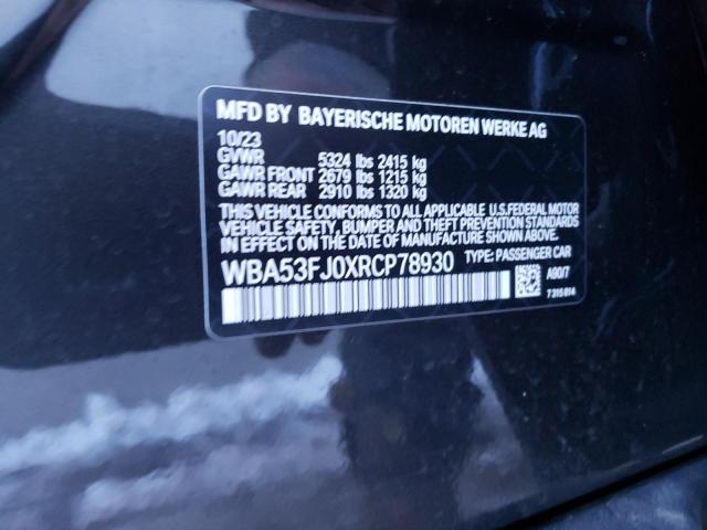 WBA53FJ0XRCP78930 - 2024 BMW 530 XI CHARCOAL photo 12