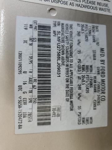 5LMFU27588LJ09031 - 2008 LINCOLN NAVIGATOR 米色 照片 14