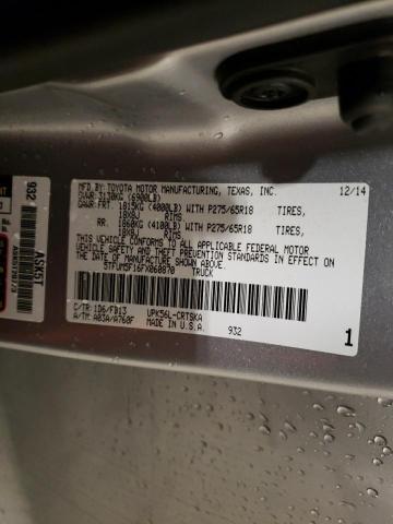 5TFUM5F16FX060870 - 2015 TOYOTA TUNDRA DOUBLE CAB SR/SR5 SILVER photo 12