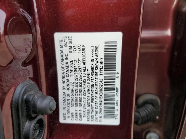 2HKRM4H5XGH652642 - 2016 HONDA CR-V EX RED photo 13