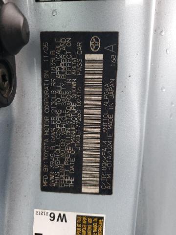 JTKDE177260102316 - 2006 TOYOTA SCION TC ლურჯი ფოტო 12