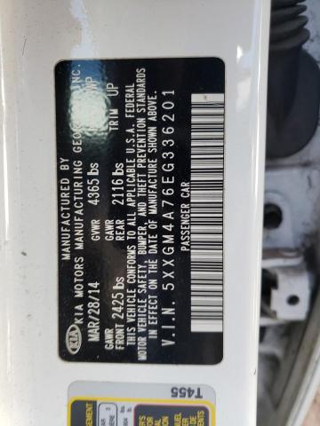 5XXGM4A76EG336201 - 2014 KIA OPTIMA LX WHITE photo 12