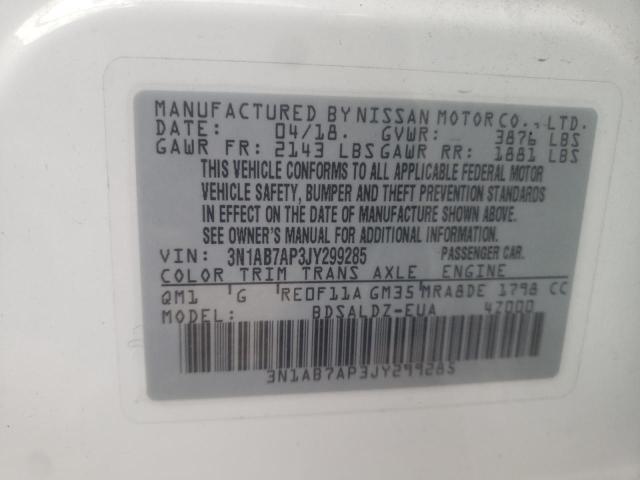 3N1AB7AP3JY299285 - 2018 NISSAN SENTRA S WHITE photo 12