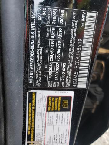 4JGDA5HB0DA198639 - 2013 MERCEDES-BENZ ML 350 4MATIC BLACK photo 12