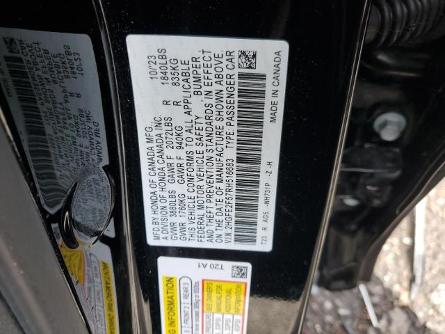 2HGFE2F57RH516683 - 2024 HONDA CIVIC SPORT BLACK photo 13