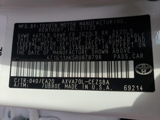 4T1G11AK5RU878798 - 2024 TOYOTA CAMRY SE NIGHT SHADE WHITE photo 13