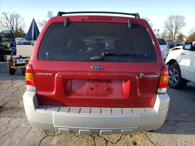 1FMYU95H26KA74958 - 2006 FORD ESCAPE HEV RED photo 6