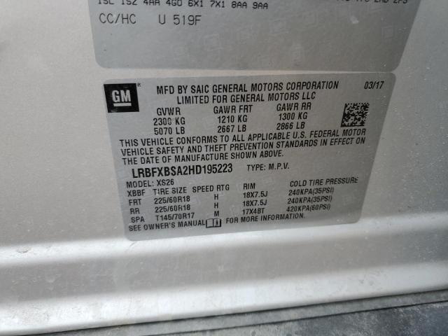 LRBFXBSA2HD195223 - 2017 BUICK ENVISION ESSENCE SILVER photo 12