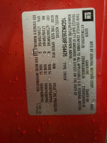 1GCHK23638F154476 - 2008 CHEVROLET SILVERADO K2500 HEAVY DUTY RED photo 12