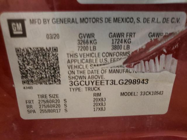 3GCUYEET3LG298943 - 2020 CHEVROLET SILVERADO K1500 RST RED photo 13