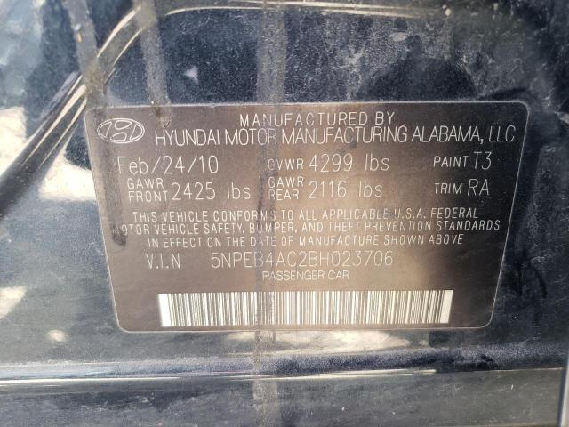 5NPEB4AC2BH023706 - 2011 HYUNDAI SONATA GLS GRAY photo 13