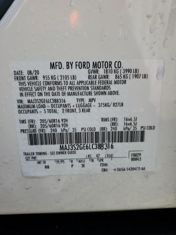 MAJ3S2GE6LC388316 - 2020 FORD ECOSPORT SE 白色 照片 13