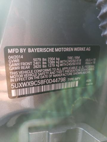 5UXWX9C58F0D44798 - 2015 BMW X3 XDRIVE28I GRAY photo 13