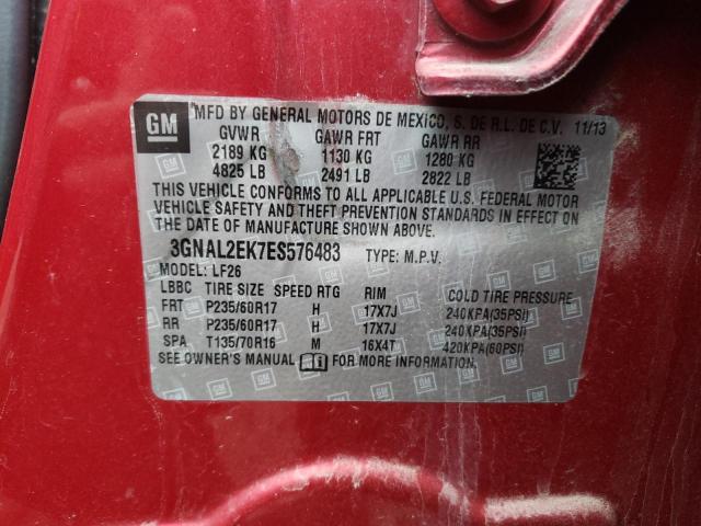 3GNAL2EK7ES576483 - 2014 CHEVROLET CAPTIVA LS 红色 照片 12