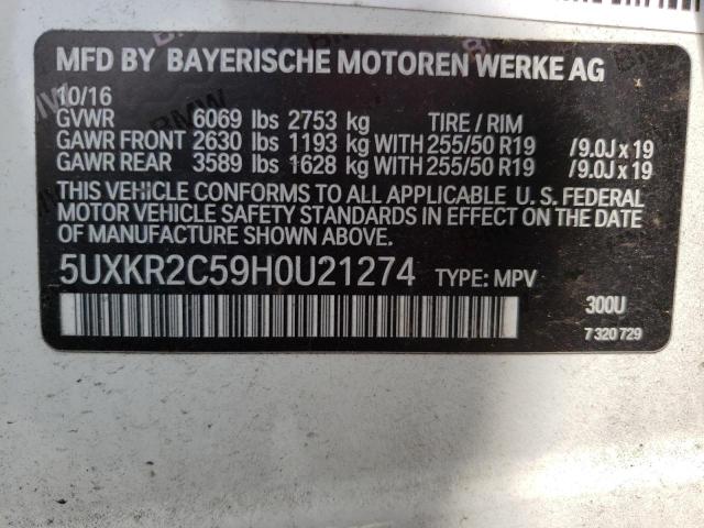 5UXKR2C59H0U21274 - 2017 BMW X5 SDRIVE35I WHITE photo 14