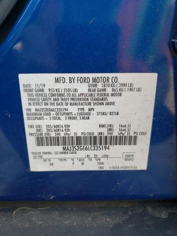 MAJ3S2GE6LC335194 - 2020 FORD ECOSPORT SE ლურჯი ფოტო 13