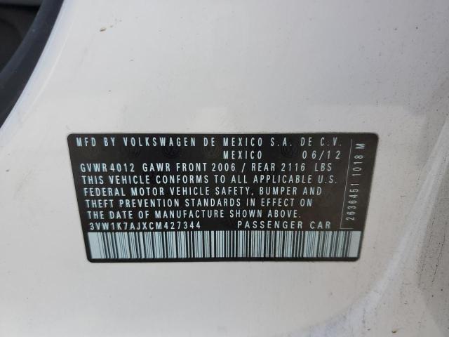 3VW1K7AJXCM427344 - 2012 VOLKSWAGEN JETTA BASE Ağ foto 12