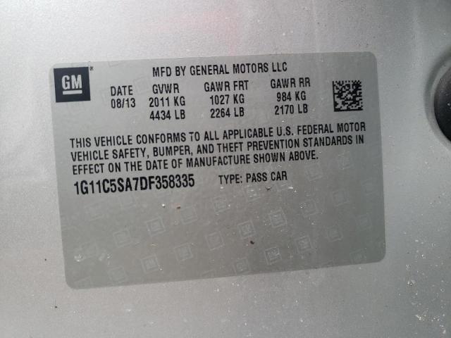 1G11C5SA7DF358335 - 2013 CHEVROLET MALIBU 1LT 银色 照片 12