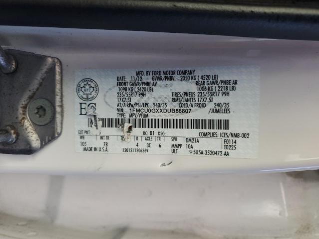 1FMCU0GXXDUB86807 - 2013 FORD ESCAPE SE WHITE photo 13