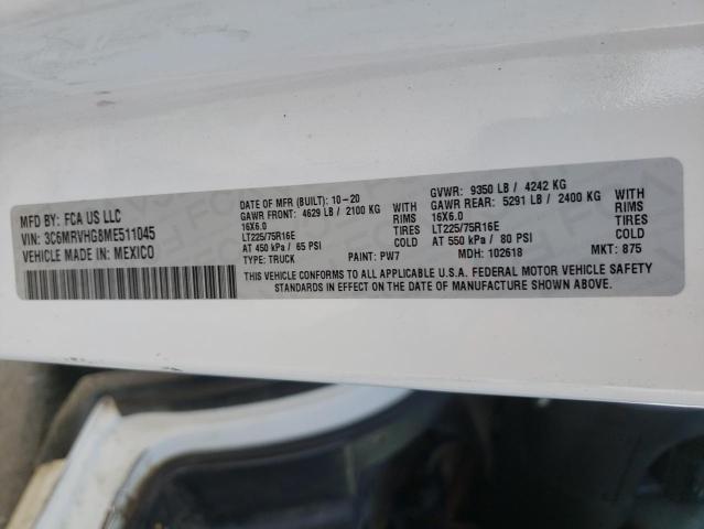 3C6MRVHG8ME511045 - 2021 RAM PROMASTER 3500 HIGH თეთრი ფოტო 14