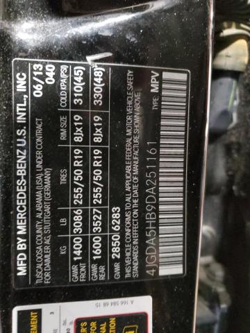 4JGDA5HB9DA251161 - 2013 MERCEDES-BENZ ML 350 4MATIC BLACK photo 13