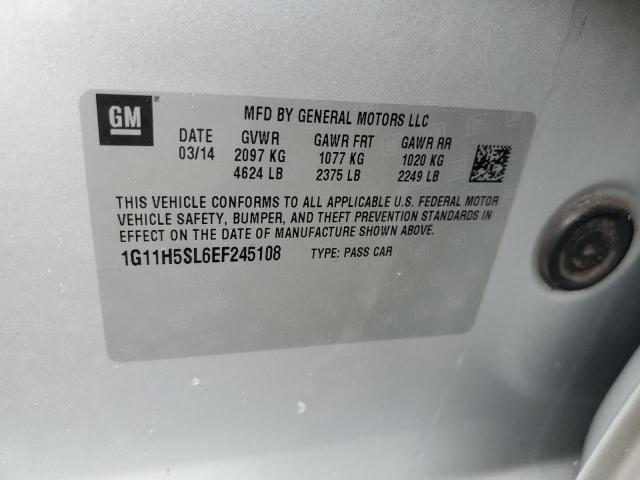 1G11H5SL6EF245108 - 2014 CHEVROLET MALIBU LTZ ვერცხლისფერი ფოტო 12