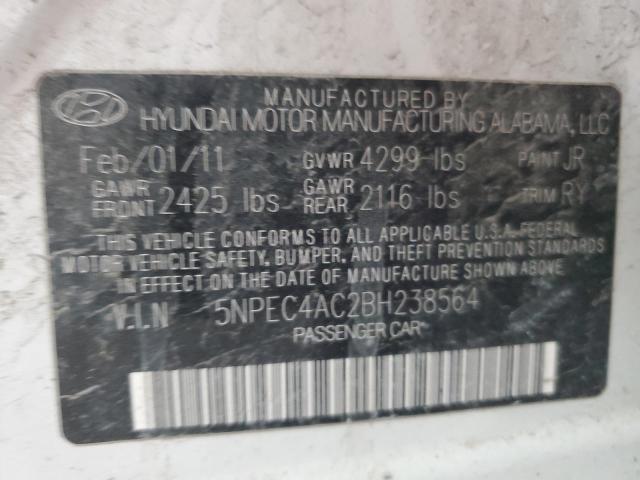 5NPEC4AC2BH238564 - 2011 HYUNDAI SONATA SE WHITE photo 13