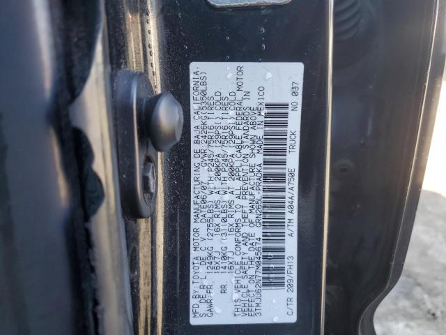 3TMJU62N77M045674 - 2007 TOYOTA TACOMA DOUBLE CAB PRERUNNER BLACK photo 12