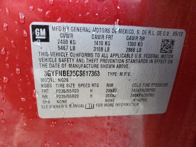 3GYFNBE35CS617363 - 2012 CADILLAC SRX PERFORMANCE COLLECTION Қызыл фото 14