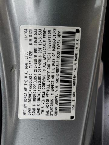 SHSRD78835U313530 - 2005 HONDA CR-V EX GRAY photo 12