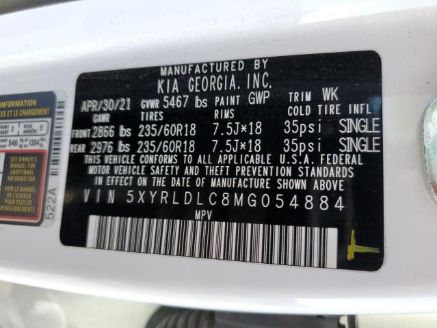 5XYRLDLC8MG054884 - 2021 KIA SORENTO S WHITE photo 13