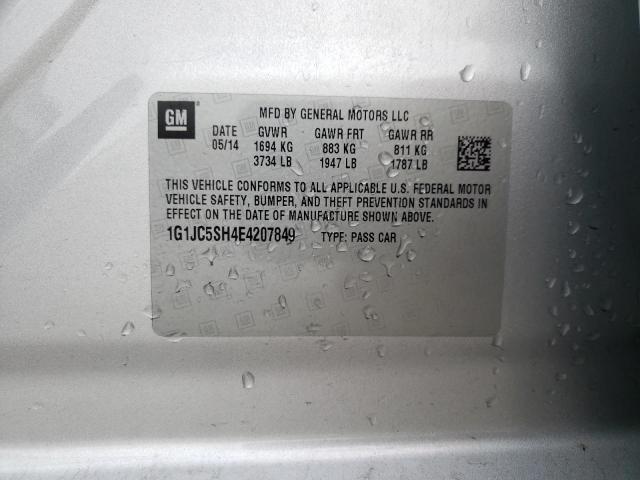 1G1JC5SH4E4207849 - 2014 CHEVROLET SONIC LT SILVER photo 12