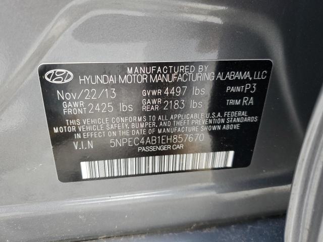 5NPEC4AB1EH857670 - 2014 HYUNDAI SONATA SE GRAY photo 12