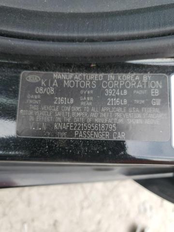 KNAFE221595618795 - 2009 KIA SPECTRA EX BLACK photo 12