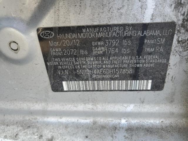 5NPDH4AE6DH157858 - 2013 HYUNDAI ELANTRA GLS SILVER photo 12