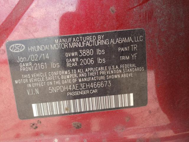 5NPDH4AE3EH466673 - 2014 HYUNDAI ELANTRA SE RED photo 12