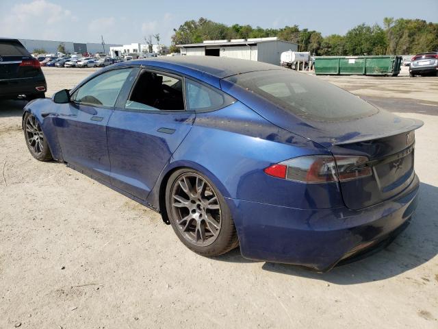 5YJSA1E65MF440313 - 2021 TESLA MODEL S ლურჯი ფოტო 2