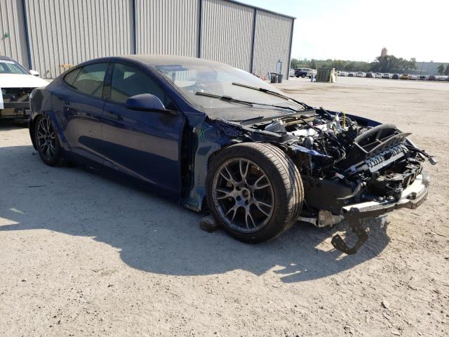 5YJSA1E65MF440313 - 2021 TESLA MODEL S ლურჯი ფოტო 4