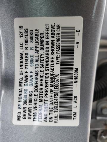 19XZE4F58LE005770 - 2020 HONDA INSIGHT EX SILVER photo 13