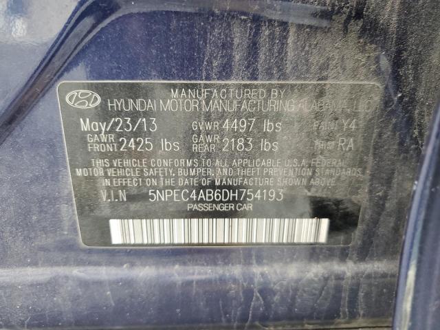 5NPEC4AB6DH754193 - 2013 HYUNDAI SONATA SE BLUE photo 13