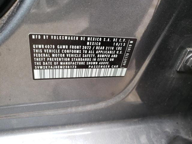 3VW2K7AJ8EM236173 - 2014 VOLKSWAGEN JETTA BASE 灰色 照片 12