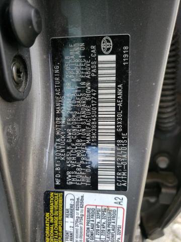 4T1BK36B45U017747 - 2005 TOYOTA AVALON XL GRAY photo 12