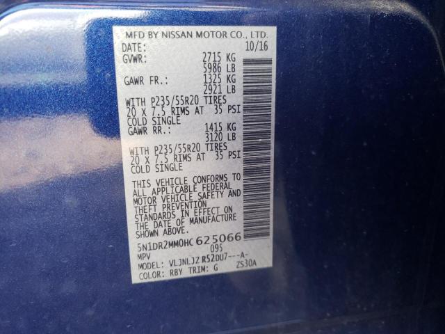5N1DR2MM0HC625066 - 2017 NISSAN PATHFINDER S BLUE photo 12